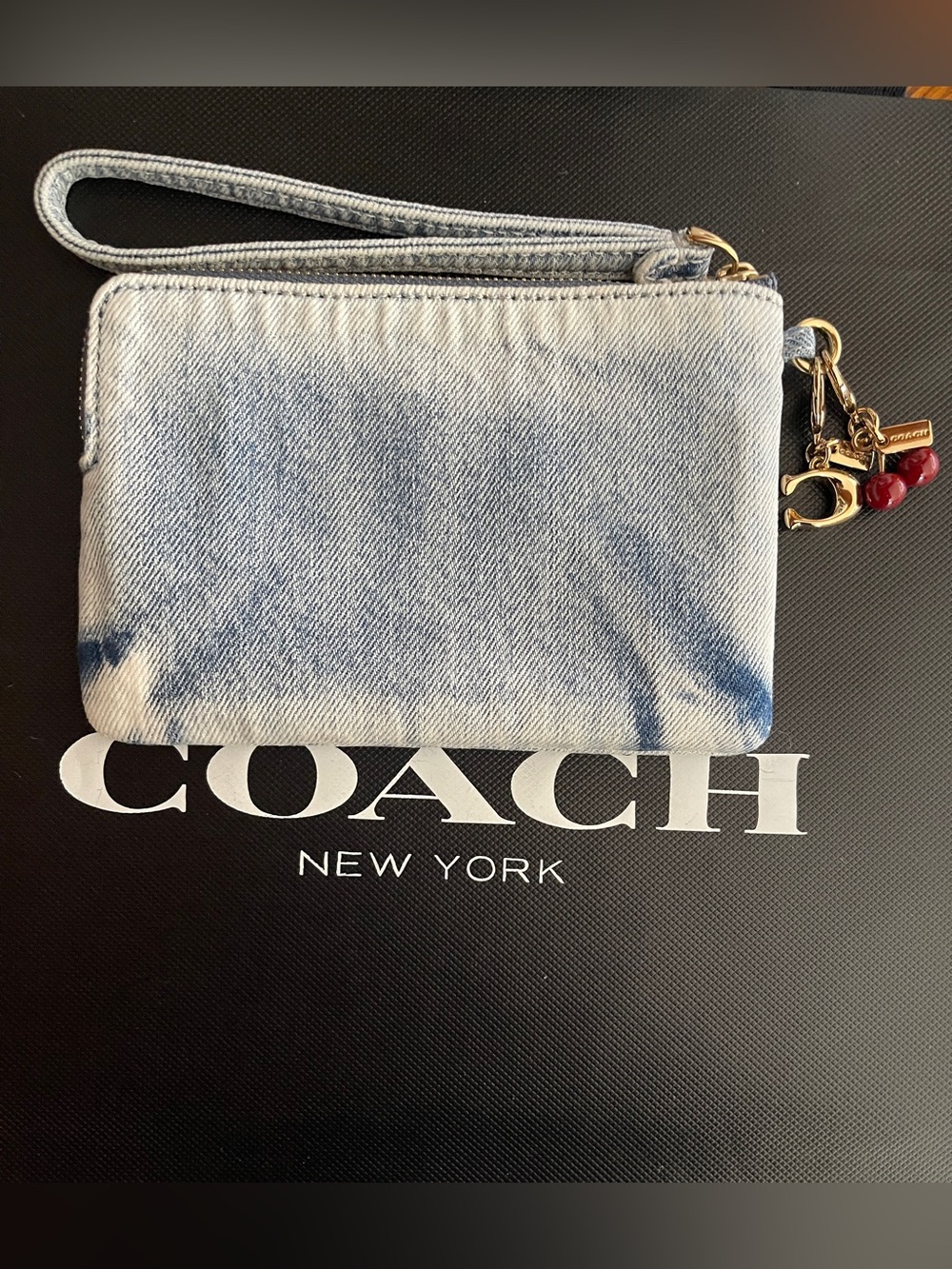 NWOT Coach Wristlet in Loved Denim with Charms - Picture 2 of 4